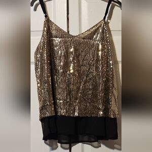 Black & Gold Sequin Tank Top